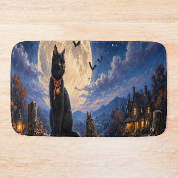 Item preview, Black Cat Under the Harvest Moon designed and sold by Naynners Designs.