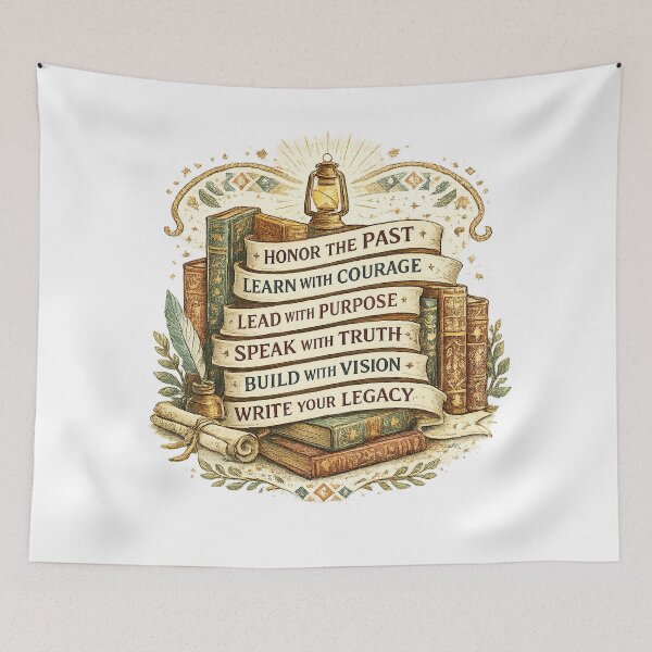 Item preview, Honor the Past Write Your Legacy Vintage Books Inspirational Academic Quote Art designed and sold by inkoutninja.