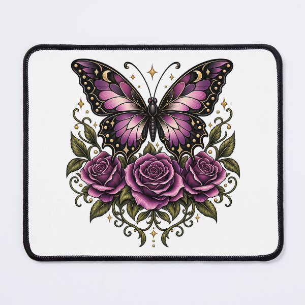 Item preview, Purple Butterfly with Roses and Golden Details designed and sold by skyartdesign.