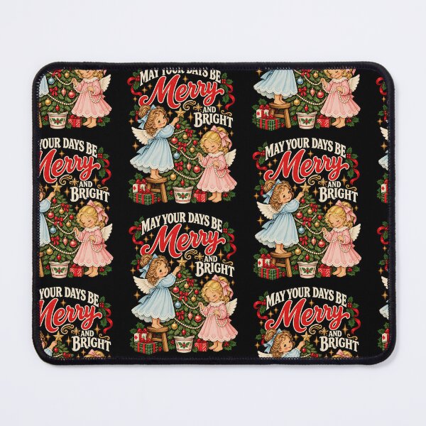 Item preview, May Your Days Be Merry And Bright Vintage Angels Decorating Christmas Tree Art designed and sold by ZaDonShop.