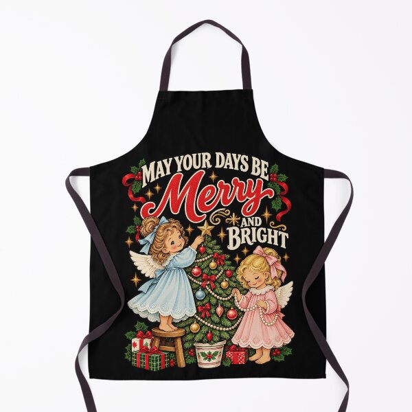 Item preview, May Your Days Be Merry And Bright Vintage Angels Decorating Christmas Tree Art designed and sold by ZaDonShop.