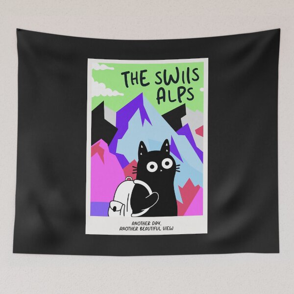 Item preview, Swiss Alps Black Cat - Another day… Another beautiful view! designed and sold by DibujandoPorfa.