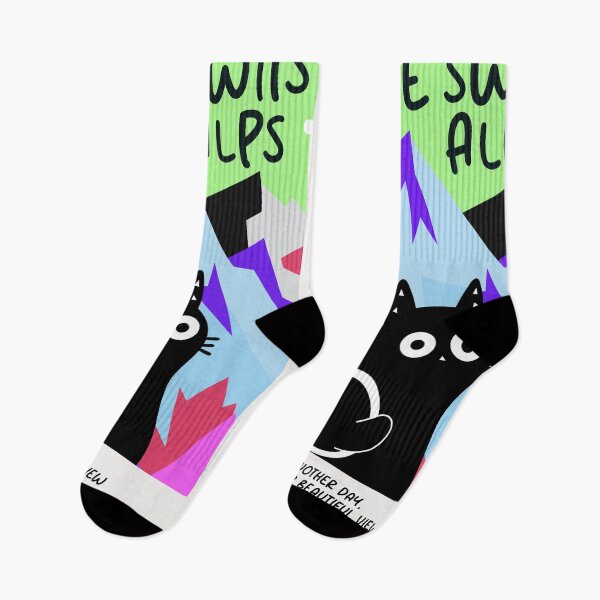 Item preview, Swiss Alps Black Cat - Another day… Another beautiful view! designed and sold by DibujandoPorfa.