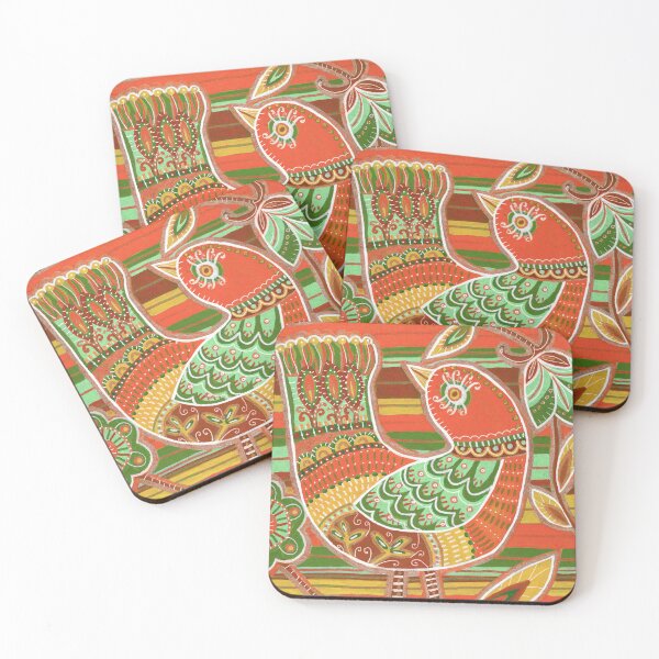 Item preview, Retro Orange and Green Folk Art Bird designed and sold by Fani*.