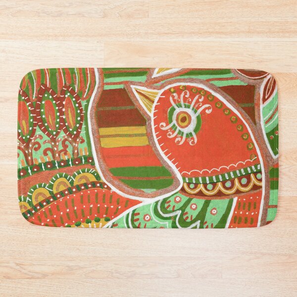 Item preview, Retro Orange and Green Folk Art Bird designed and sold by Fani*.