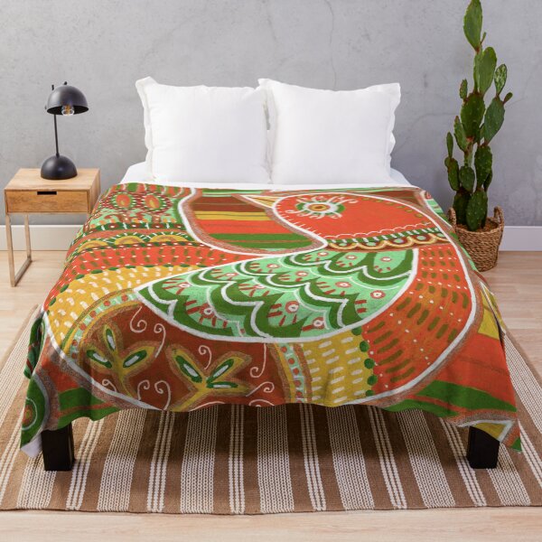 Item preview, Retro Orange and Green Folk Art Bird designed and sold by Fani*.