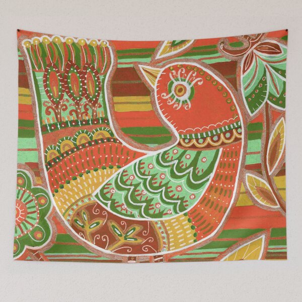 Item preview, Retro Orange and Green Folk Art Bird designed and sold by Fani*.