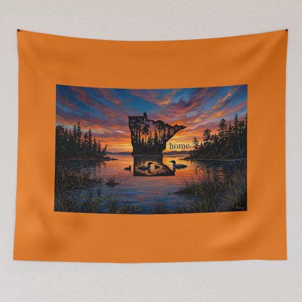 Item preview, Minnesota Home Sunset with Loons designed and sold by FrozenFits.