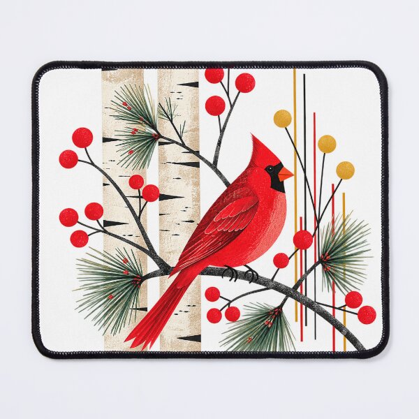 Item preview, Winter Cardinals | MCM Style: Cardinal with Pine and Birch designed and sold by EverydayMagik.