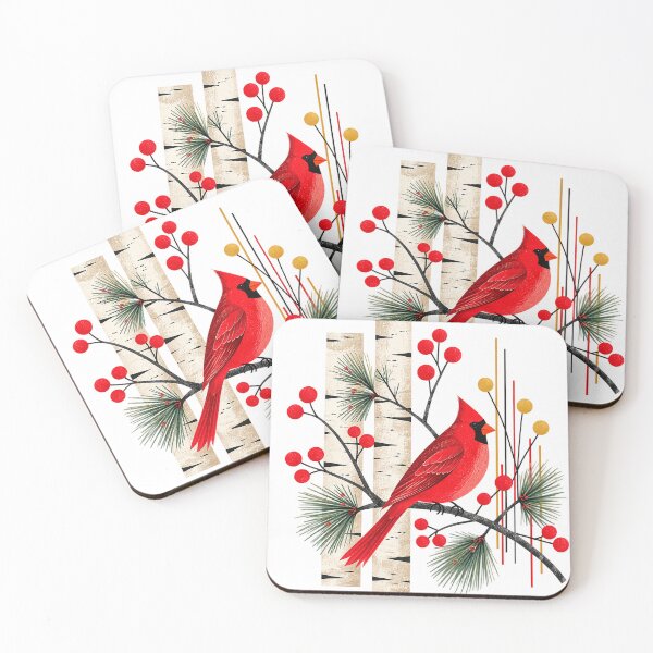 Item preview, Winter Cardinals | MCM Style:  Cardinal with Pine and Birch designed and sold by EverydayMagik.