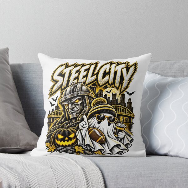 Item preview, Steel City Football Spooky Ghost Halloween Black And Gold Sports Fan Art designed and sold by CaChimShop.