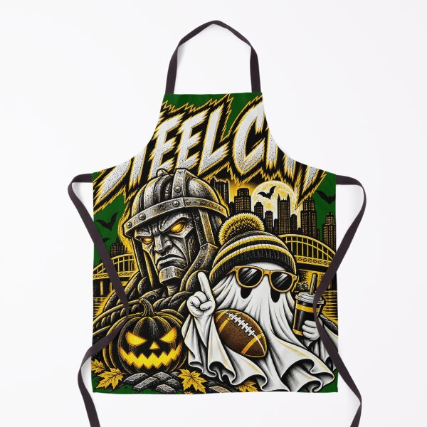Item preview, Steel City Football Spooky Ghost Halloween Black And Gold Sports Fan Art designed and sold by CaChimShop.