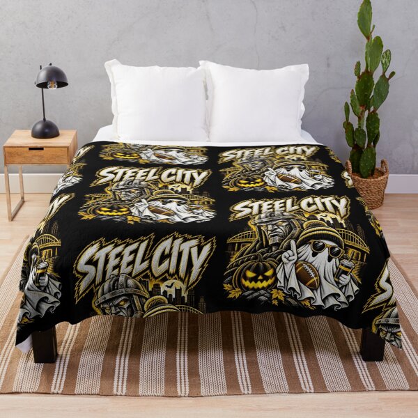 Item preview, Steel City Football Spooky Ghost Halloween Black And Gold Sports Fan Art designed and sold by CaChimShop.