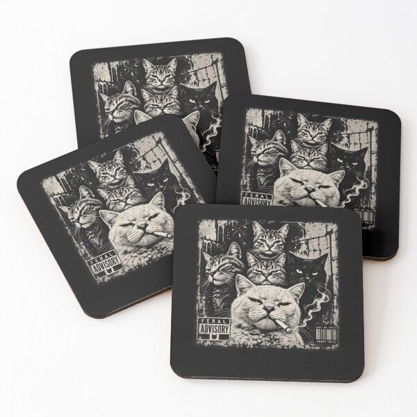 Item preview, Feral Advisory Gangster Cats Smoking Retro 90s Hip Hop Rap Album Art designed and sold by luffyShop1.