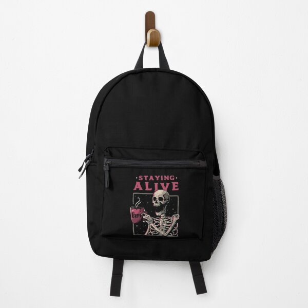 Item preview, Funny Skeleton Drinking Coffee Staying Alive Slogan designed and sold by sikercheady.