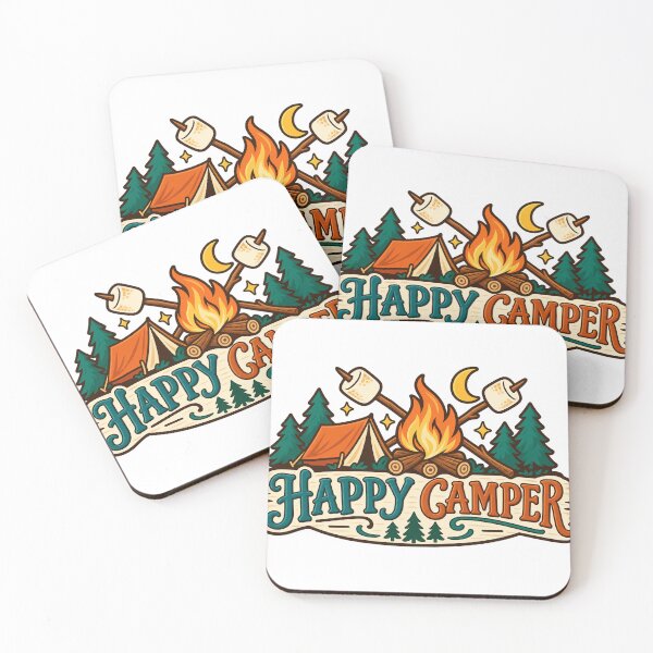 Item preview, Happy Camper Campfire with Tent and Marshmallows designed and sold by skyartdesign.