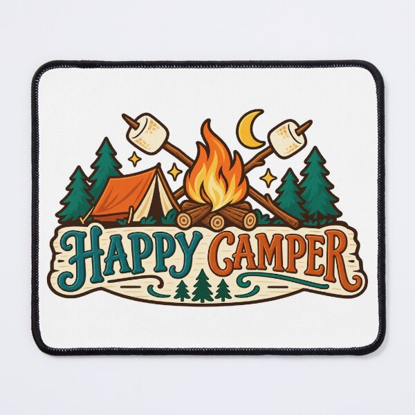 Item preview, Happy Camper Campfire with Tent and Marshmallows designed and sold by skyartdesign.