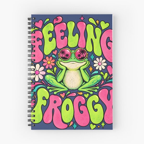 Item preview, Feeling Froggy Cute Frog Retro Groovy Floral Summer Vibes Art designed and sold by WarFX Designs.