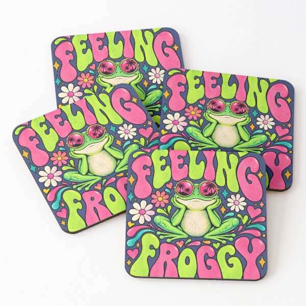 Item preview, Feeling Froggy Cute Frog Retro Groovy Floral Summer Vibes Art designed and sold by WarFX Designs.