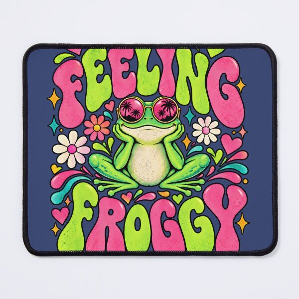 Item preview, Feeling Froggy Cute Frog Retro Groovy Floral Summer Vibes Art designed and sold by WarFX Designs.