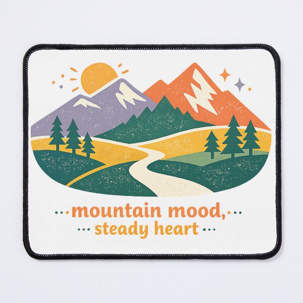 Item preview, Mountain Mood Steady Heart Retro Hiking Outdoor Adventure Nature Art designed and sold by inkoutninja.
