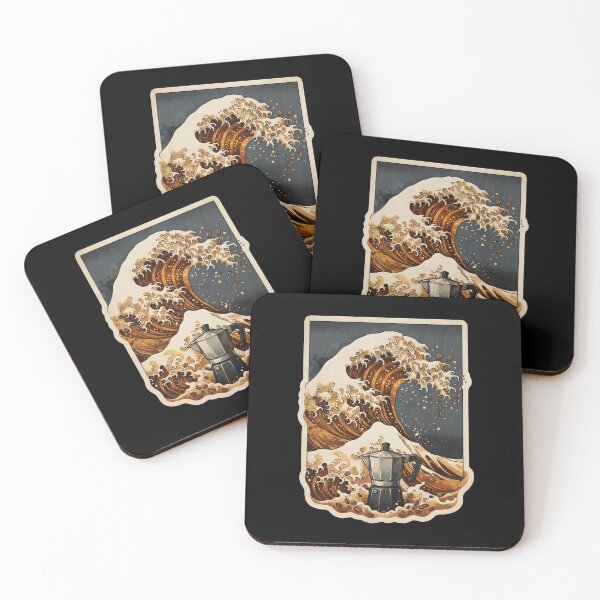 Item preview, Great Wave of Moka Pot Coffee | Japanese Ukiyo-e Espresso Art Print designed and sold by DuckOddity.