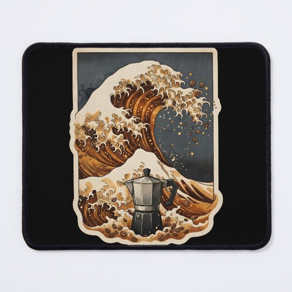 Item preview, Great Wave of Moka Pot Coffee | Japanese Ukiyo-e Espresso Art Print designed and sold by DuckOddity.