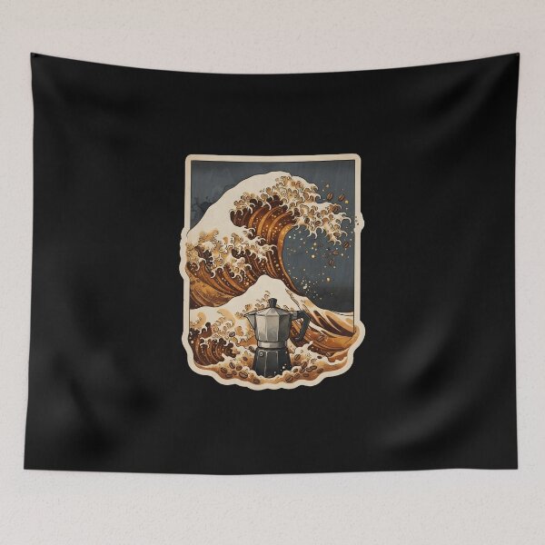 Item preview, Great Wave of Moka Pot Coffee | Japanese Ukiyo-e Espresso Art Print designed and sold by DuckOddity.