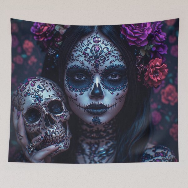 Item preview, Colorful Sugar Skull Lady designed and sold by TheDarkWardrobe.