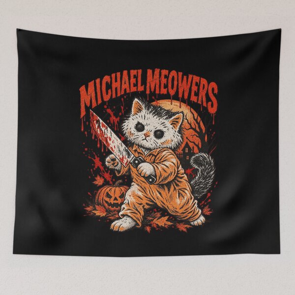 Item preview, Michael Meowers Slasher Horror Cat Knife Bloody Halloween Art designed and sold by JapanAnimeSH1.