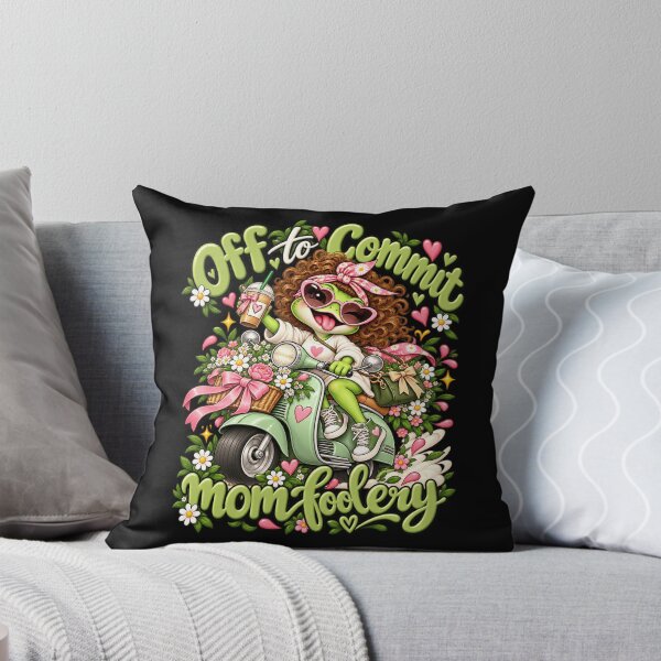 Item preview, Off To Commit Mom Foolery Cute Frog On Scooter Flowers Mother Humor Art designed and sold by GiftsProShop.