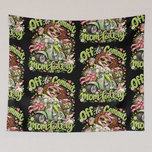 Item preview, Off To Commit Mom Foolery Cute Frog On Scooter Flowers Mother Humor Art designed and sold by GiftsProShop.