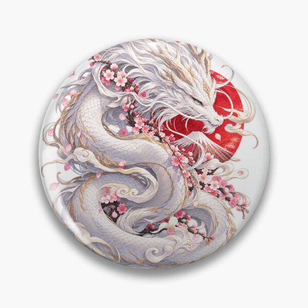 Item preview, White Dragon of Japan – Sakura & Mount Fuji designed and sold by Daihuku2525.