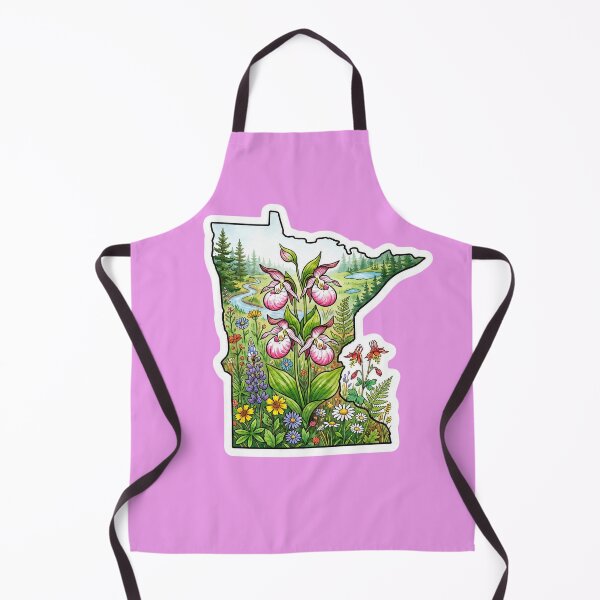 Item preview, Minnesota State Shape with Pink Lady Slippers and Wildflowers designed and sold by FrozenFits.