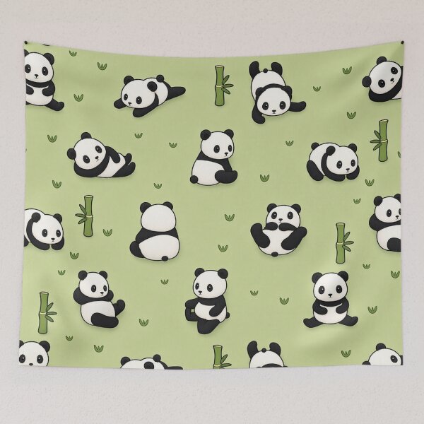 Item preview, Cute Playful Pandas & Bamboo Seamless Pattern designed and sold by mashumallow.