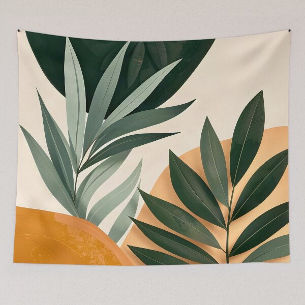 Item preview, Tropical Leaves on Abstract Background  designed and sold by Vicky Brago-Mitchell®.