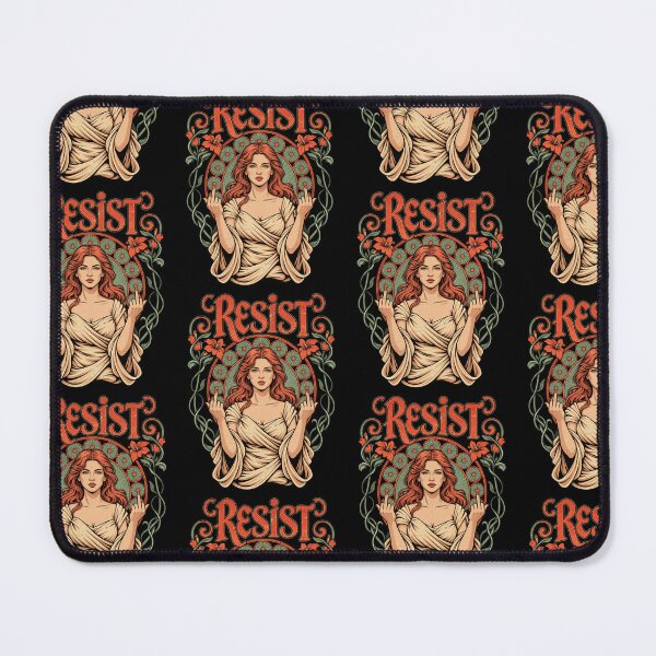 Item preview, Resist Art Nouveau Woman Middle Finger Rebel Feminist Floral Art designed and sold by GiftsProShop.