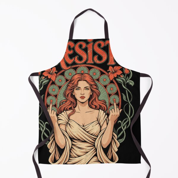 Item preview, Resist Art Nouveau Woman Middle Finger Rebel Feminist Floral Art designed and sold by GiftsProShop.