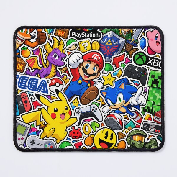 Item preview, Gaming Chaos – Colourful Sticker Bomb Collage designed and sold by Inked Legacy.