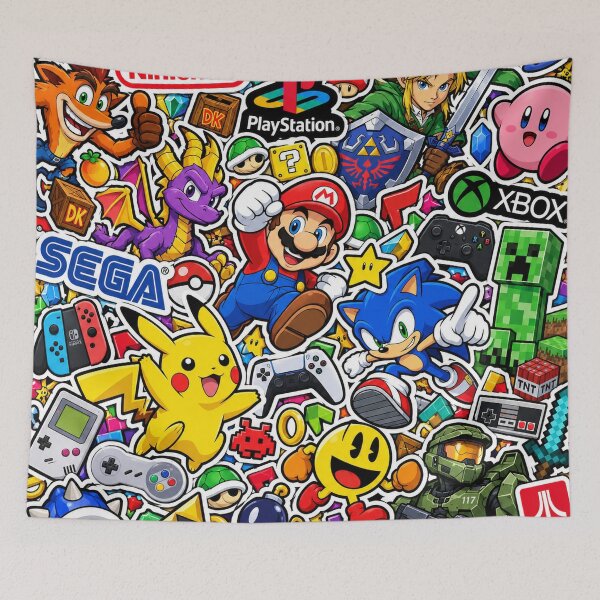 Item preview, Gaming Chaos – Colourful Sticker Bomb Collage designed and sold by Inked Legacy.