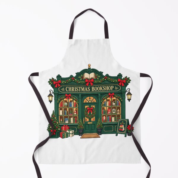 Item preview, Cozy Christmas Bookshop with Festive Greenery designed and sold by skyartdesign.