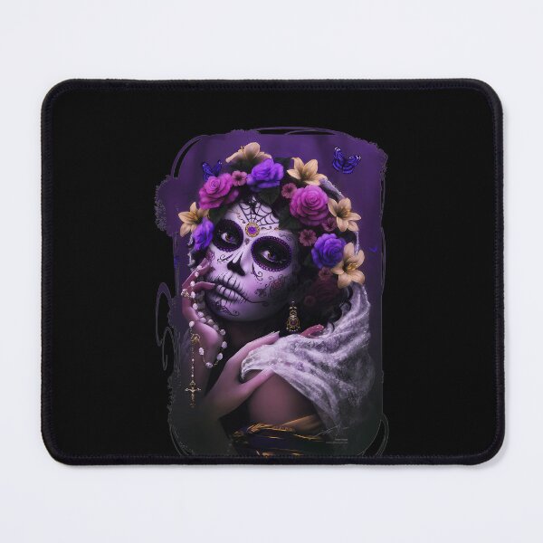 Item preview, Purple Floral Sugar Skull Elegant Lady Portrait designed and sold by RichardCSherid.