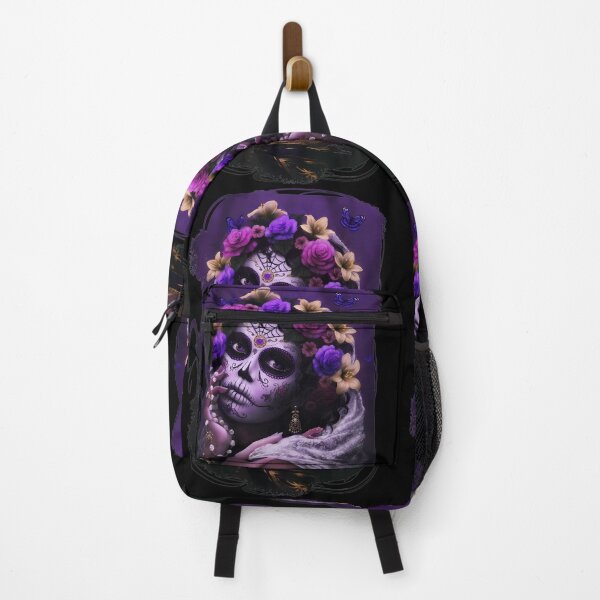 Item preview, Purple Floral Sugar Skull Elegant Lady Portrait designed and sold by RichardCSherid.