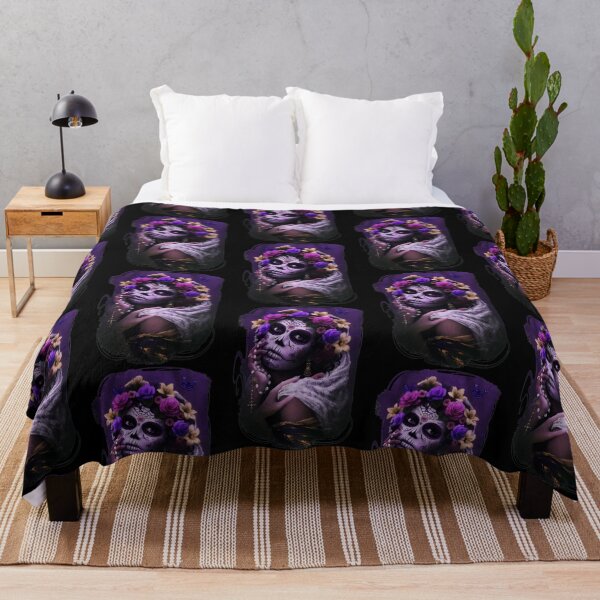 Item preview, Purple Floral Sugar Skull Elegant Lady Portrait designed and sold by RichardCSherid.