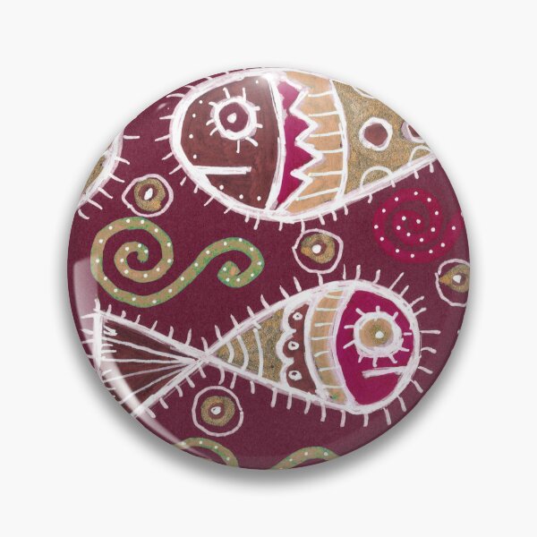 Item preview, Folk Art Fish in Burgundy and Gold designed and sold by Fani*.