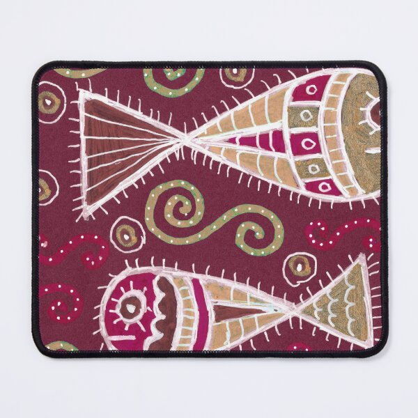 Item preview, Folk Art Fish in Burgundy and Gold designed and sold by Fani*.