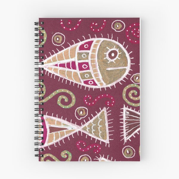 Item preview, Folk Art Fish in Burgundy and Gold designed and sold by Fani*.
