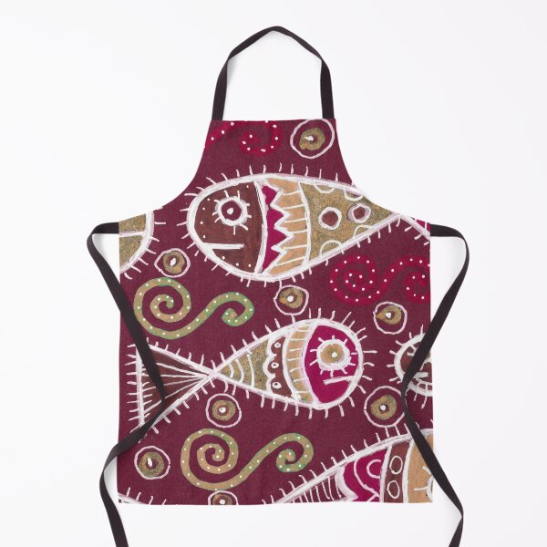 Item preview, Folk Art Fish in Burgundy and Gold designed and sold by Fani*.