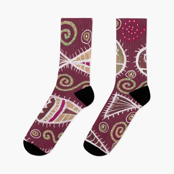 Item preview, Folk Art Fish in Burgundy and Gold designed and sold by Fani*.