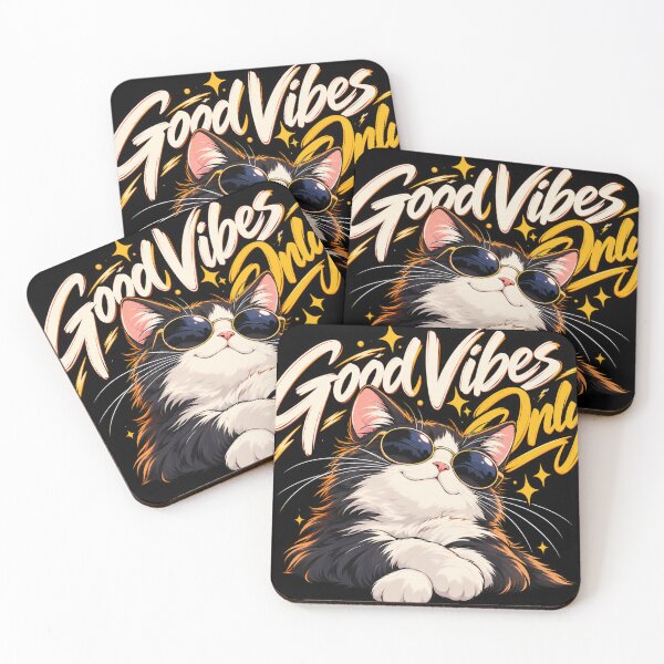 Item preview, Good Vibes Only Cool Cat designed and sold by TamagotchiArt.